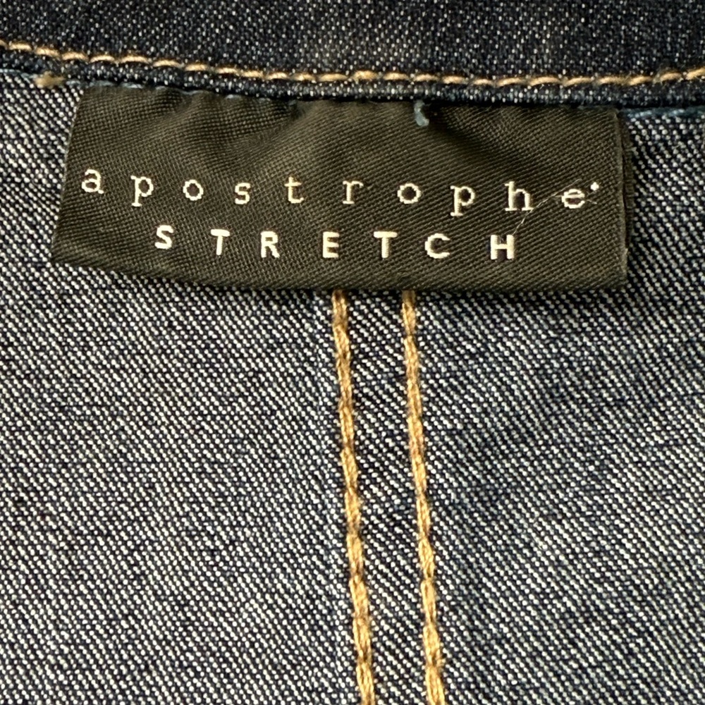 Apostrophe Stretch Women's 3/4 Sleeve Single Breast Jean Blazer Blue Demin Sz 14 - Picture 4 of 7